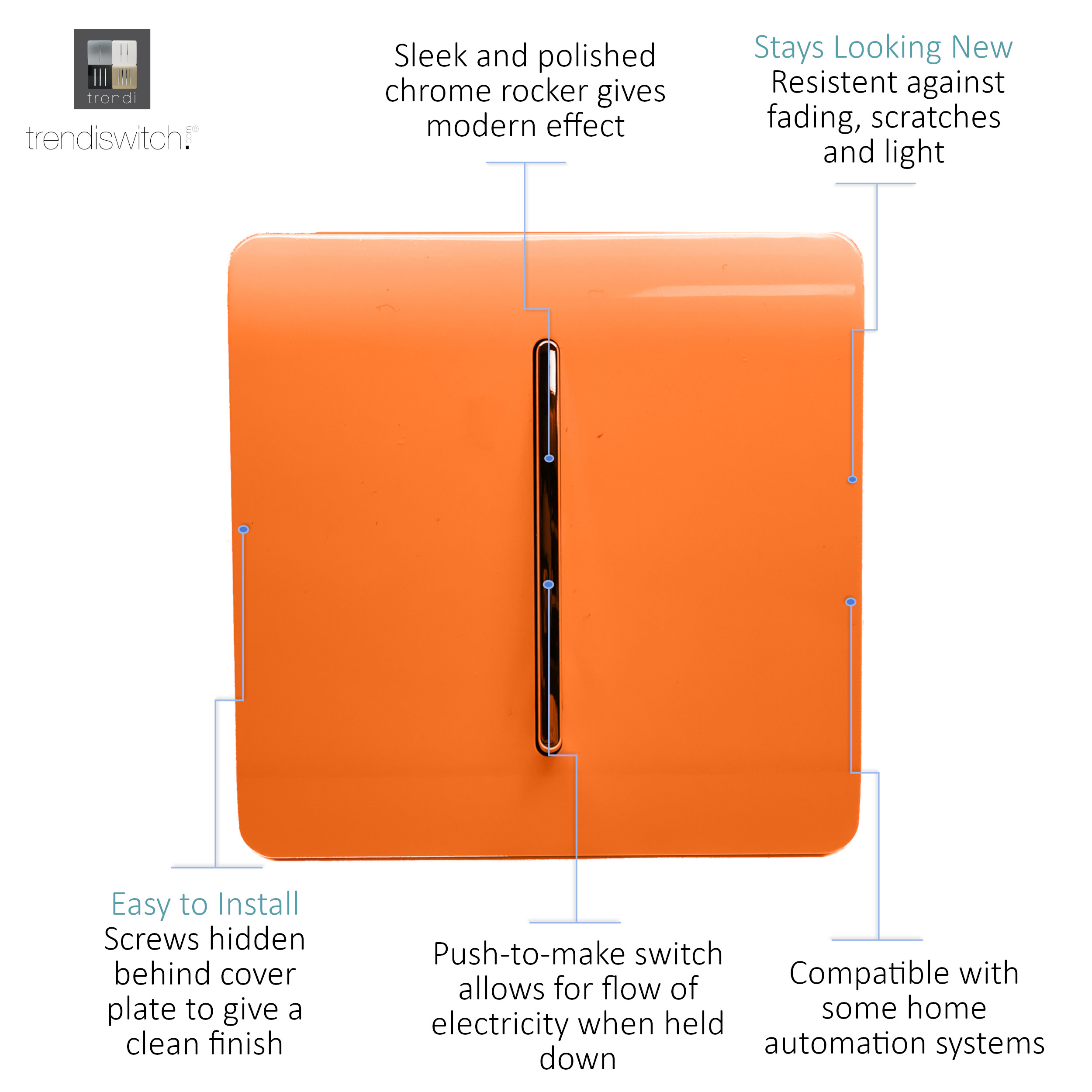 1 Gang Doorbell Orange ART-DBOR  Trendi Orange